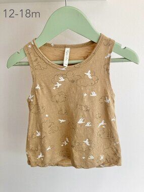 Rylee + Cru 12-18 Months Toddler Baby Bird Clouds Tan Beige Tank Top Summer